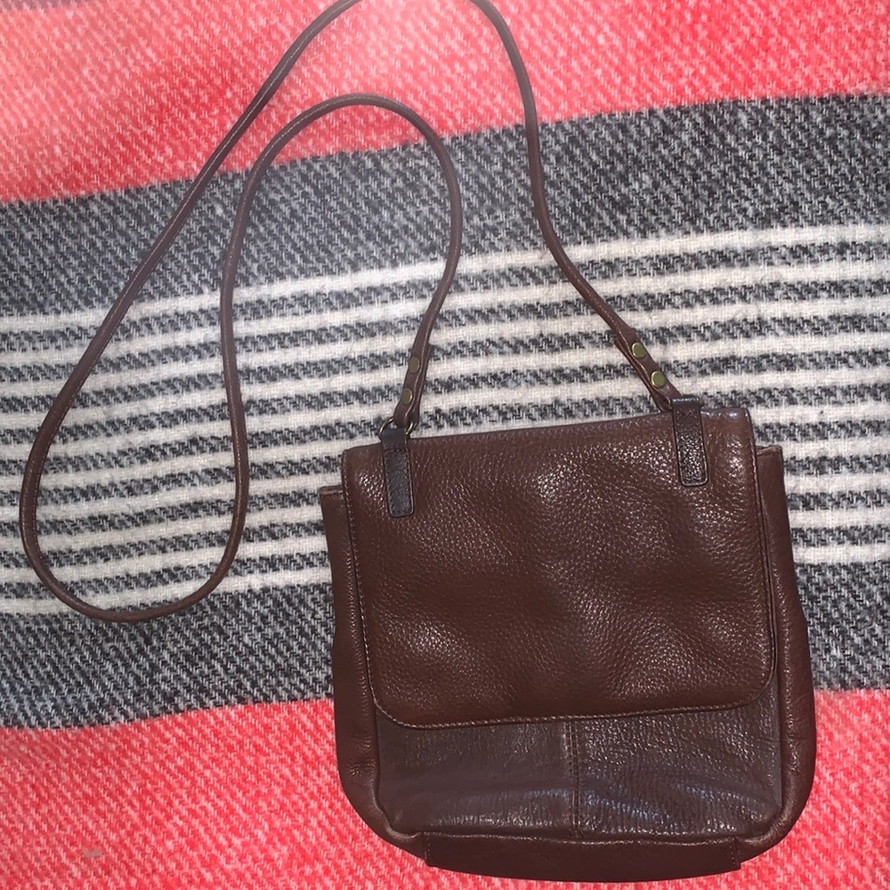 Fossil Genuine Leather Simple Dark Brown Crossbody